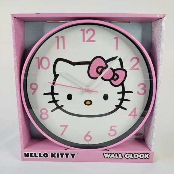 2024 Sanrio Hello Kitty Face Pink Wall Clock Analog Display 9.5" Diameter HK1330 - Picture 1 of 10